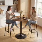 Table de bar ronde 60 cm, table haute cuisine mange-debout avec patins antidérapants, pour cuisine, salon, noyer