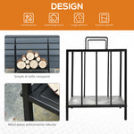 Range bûches Porte-bûches Etagère porte bois de cheminée charge max. 15 Kg dim. 44L x 33l x 46H cm métal époxy noir