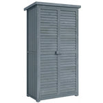 Armoire de jardin remise pour outils en bois 2 étagères toit bitumé portes persiennes 87 x 47 x 160 gris
