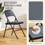 Lot de 4 chaises pliantes chaises de salle à manger portables cadre en acier 45 x 46 x 78 cm gris