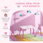 Lit Enfant et Ensemble table et chaises enfant - Design Princesse Motif Couronne - sommier à Lattes Inclus - Rose