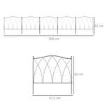 Lot de 5 clôtures de jardin décoratives en métal noir - 305 x 62 cm noir