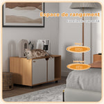 Meuble à litière maison de toilette sur pieds pour chat 2 en 1 portes style scandinave 80 x 48 x 48 cm naturel et blanc