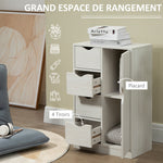 Meuble de rangement buffet commode moderne 1 placard et 4 tiroirs - en bois - pour salon, cuisine, entrée, salle à manger - blanc