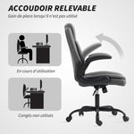 Fauteuil de bureau, chaise bureau ergonomique avec accoudoirs relevables, hauteur réglable, fonction de bascule, gris