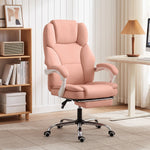 Chaise Bureau Ergonomique, Fauteuil de Bureau Inclinable en Cuir Synthétique Adapté aux Animaux, Hauteur Réglable, Rose