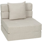 Chauffeuse canapé-lit convertible fauteuil 1 place avec 1 coussin déhoussable, tissu beige