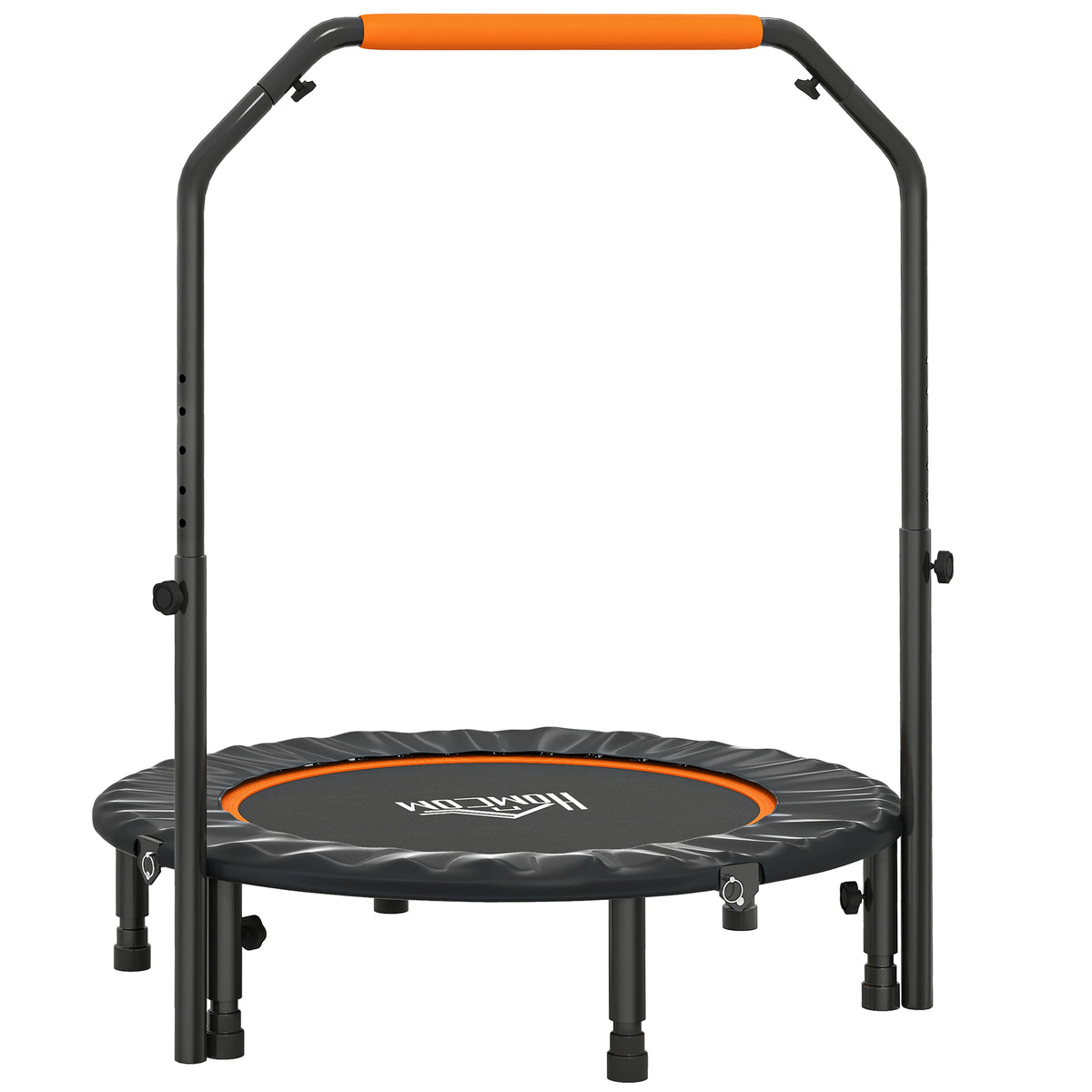 Fitness-Trampolin mit verstellbarem Haltegriff, klappbar, 6 Beine, 28 Federn, Ø 102 cm, schwarz-orange