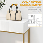 Table console console meuble avec 2 tiroirs base en acier avec pieds antidérapants 80 x 31,5 x 75 cm blanc