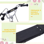 Trottinette patinette Grandes Roues pneumatiques Ø 41 cm Hauteur Guidon réglable béquille pegs Inclus Acier Noir