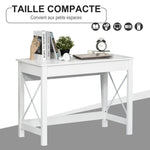 Bureau d'ordinateur, table informatique, style moderne, cadre renforcé en forme X, 105 x 50 x 76 cm, blanc