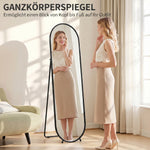 Grand miroir sur pied, miroir ovale, cadre en métal noir, avec support pour entrée, chambre, dressing, 40 x 160 cm