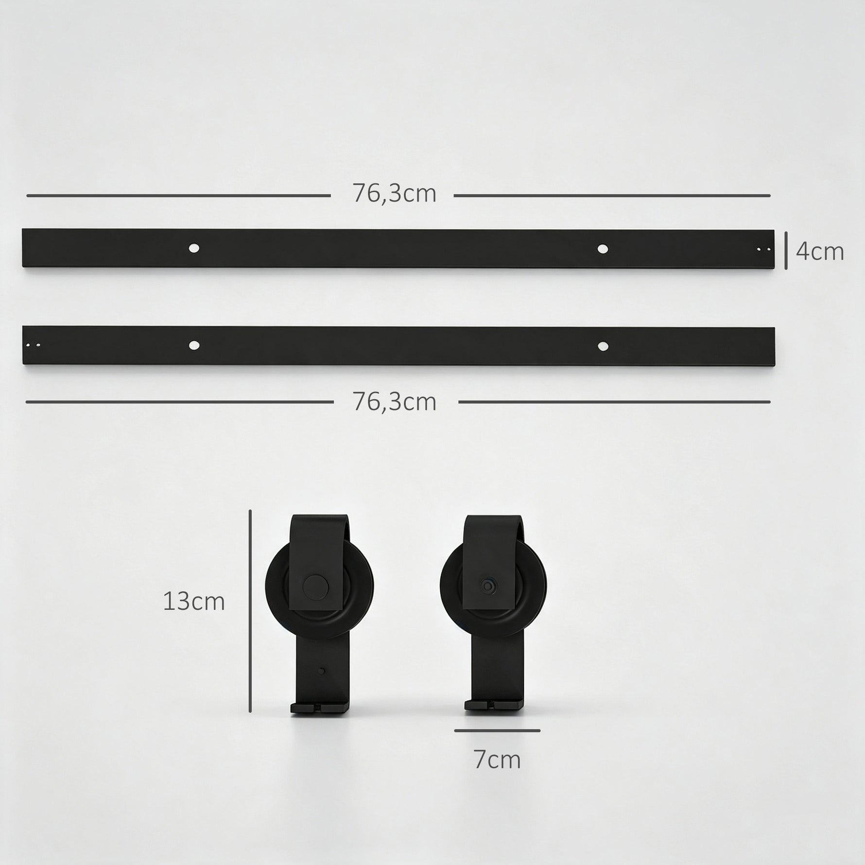 152,5 CM Quincaillerie de porte coulissante pliante kit de rails de porte de grange coulissante en acier pour 2 portes