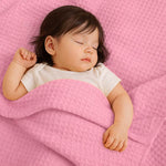couverture nid abeille rose legere baby papate coton bio