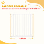 Cancelletto di sicurezza cancelletto per animali domestici lunghezza regolabile dim. 75-85L x 76A cm bianco