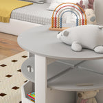 Table Enfant avec 4 Chaises 5 Pièces avec Rangement, Cadeau pour Fille Garçon 3-8 Ans, Ø 78 x 49 cm, Gris