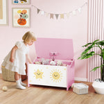 Coffre à jouets avec couvercle, coffre de rangement enfant avec charnières de sécurité, 60 x 37 x 39 cm, rose