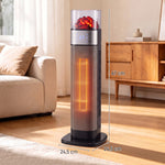 Keramik-Zusatzheizung 2000W, Elektrischer WLAN-Heizkörper, App- & Sprachsteuerung, 5 Modi, 3D-Flammeneffekt, Schwarz