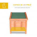 Clapier à lapin cage à lapin avec rampes/porte, toit ouvrant et étanche - en bois de sapin naturel et vert