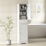 Armoire salle de bain haute meuble de rangement colonne avec placards tiroir et étagères réglables 40x29,5x170cm blanc