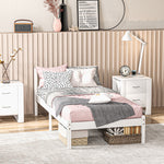 Estructura de cama de madera maciza 90x190 cm, cama individual con cabecero y somier de láminas resistente para niños y adultos