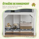 Maison pour tortues terrarium tortue terrestre sur pieds 2 zones toit ouvrant zone interactive 84,5 x 47,5 x 90 cm gris