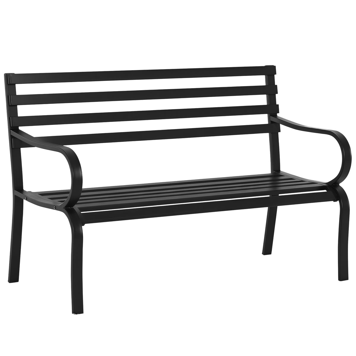 Banc de Jardin Design Contemporain 2 Places dim. 127L x 58l x 82H cm métal époxy Noir