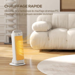 Chauffage d'appoint en céramique 2000 W, radiateur électrique soufflant 4 modes, thermostat réglable, 20x20x49cm, blanc