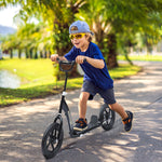 Trottinette enfant patinette pneus 30 cm Hauteur Guidon réglable poignée Frein et béquille Acier pour enfants à partir de 5 ans Noir