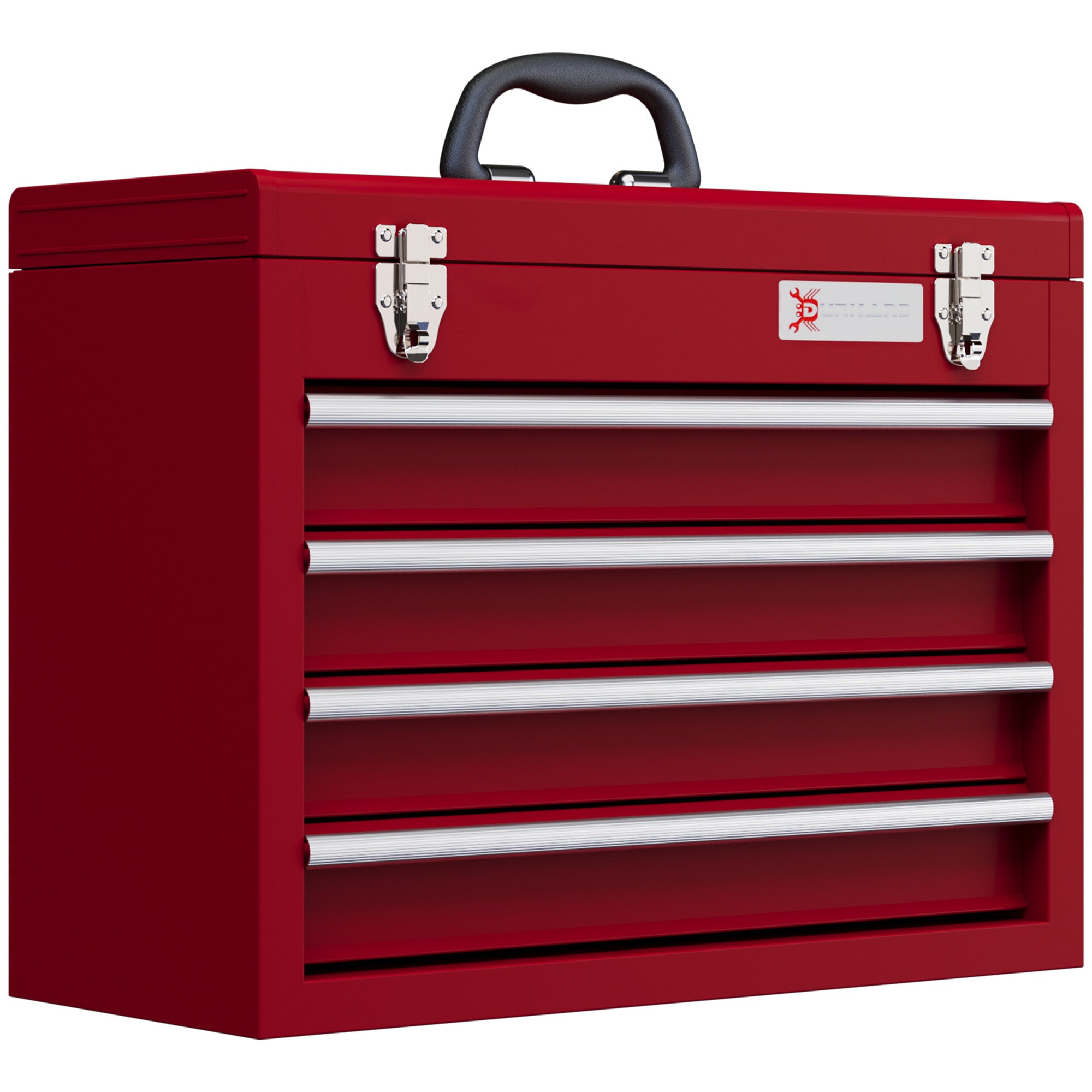 Caja de herramientas metálica, cofre de herramientas, caja de herramientas de 4 cajones + bandeja, chapa de acero, 51 x 22 x 39,5 cm, roja