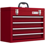 Boite à outils métallique coffret à outils caisse à outils 4 tiroirs + plateau tôle acier 51 x 22 x 39,5 cm rouge
