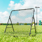 Filet de Rebond Pliable Réglable à 5 Angles avec 24 Cordes Élastiques Filet pour Football, Acier, 120x73x112cm, Noir