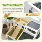 Maison enclos cage pour petit animal tortue avec 2 espaces toit en polycarbonate 3 portes rampe 115 x 115 x 82 cm gris