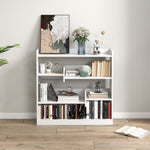 Bibliothèque étagère Meuble de Rangement dim. 90L x 24l x 91H cm 4 Niveaux 3 Panneaux arrières Panneaux de Particules Blanc
