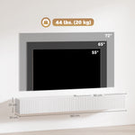Meuble TV suspendu 180cm, meuble télé pour téléviseur 72 pouces, 2 portes rabattables, 180x25x22cm, blanc