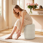 Pouf de Rangement en Chenille avec Couvercle, Tabouret Rond pour Salon et Chambre, Beige