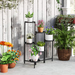 Support pour plantes 6 niveaux étagère plante ajustable et pliable en métal design sans vis porte 60 x 40 x 80 cm noir
