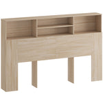 Tête de lit sur pied avec rangements, accessoire de lit 4 compartiments ouverts, 160 x 20,2 x 108,2 cm, bois naturel