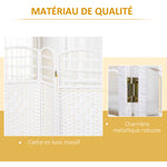 Paravent intérieur en bois séparateur de pièce cloison pliable 4 panneaux 160 x 170 cm blanc