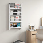 Étagère murale en bois pour livres et magazines, 4 niveaux, 59l x 12P x 113H cm, blanc