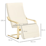 Relaxfauteuil Comfort en Ontspanning met verstelbare, afneembare voetensteun 94 x 66,5 x 100 cm Massief Hout Crème