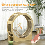 Ruota da corsa per gatti da interno tapis roulant con freno tiragraffi diametro 91 cm naturale