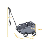 Poussette pour chien poussette petit chien pliable à 4 roues avec tige de poussée réglable 53 x 45 x 28 cm gris