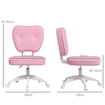 Chaise de bureau sans accoudoirs, fauteuil de bureau, hauteur réglable, pivotant 360°, 46 x 59 x 82-92 cm, rose