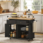 Desserte ilôt de cuisine multi rangements 2 tiroirs 2 placard 2 portes avec étagère range-bouteille