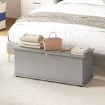 Coffre de rangement, banc de rangement avec couvercle rabattable et charnières de sécurité, 100 x 40 x 40 cm, gris