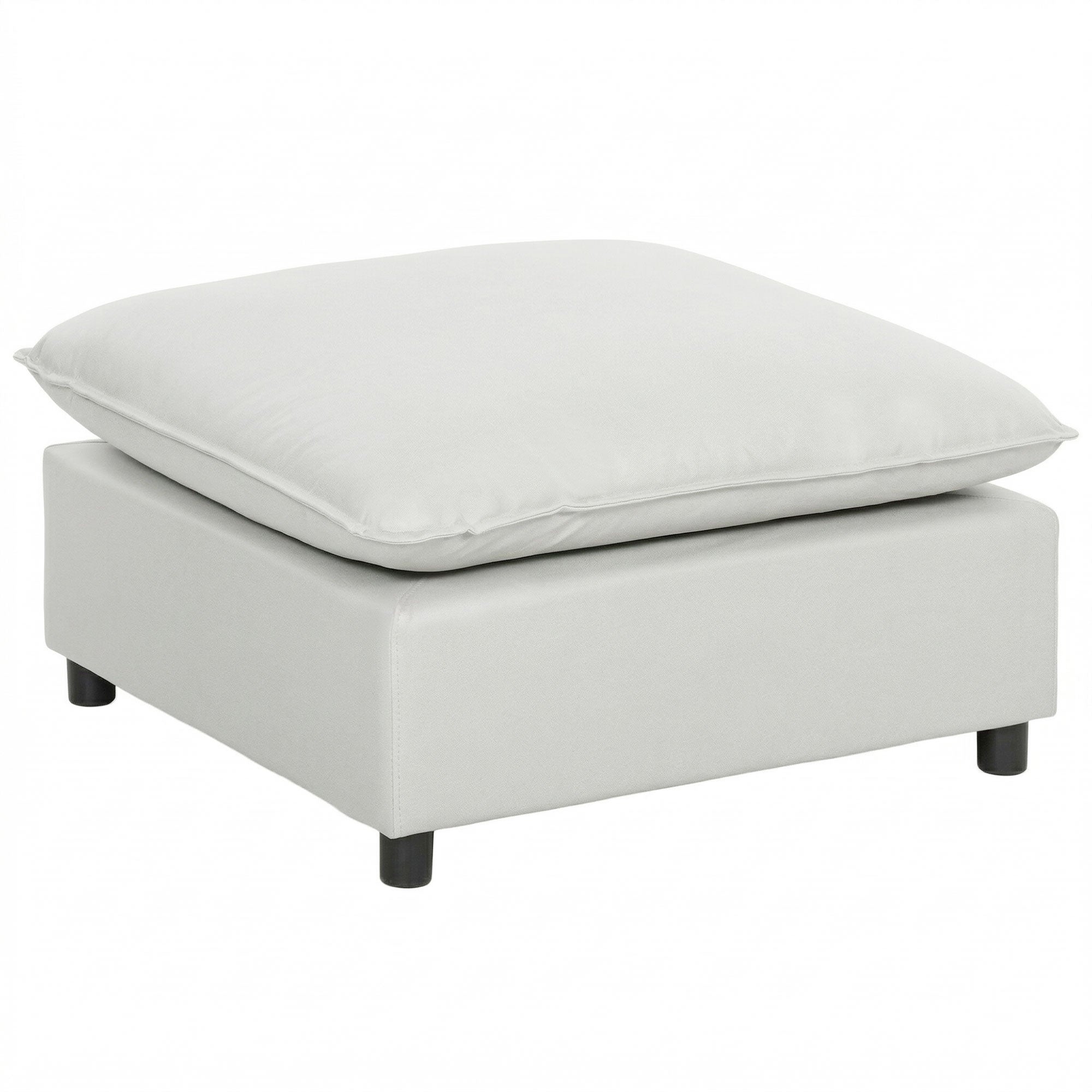 Repose pied salon carré, ottoman avec pieds en plastique, pouf salon pour chambre à coucher, entrée, 75x75x40 cm, gris