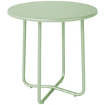 Table Basse Extérieure avec Bord Enroulé, Base en X avec Pieds Réglables en Hauteur, pour Salon Terrasse, Ø48x51cm, Vert