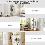 Porte-manteau trépied design contemporain branches étagère + 9 patères dim. 45L x 45l x 180H cm métal noir