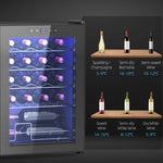 Cave à vin 20 bouteilles 53L haute performance température réglable 5-18° avec lumière LED, noir